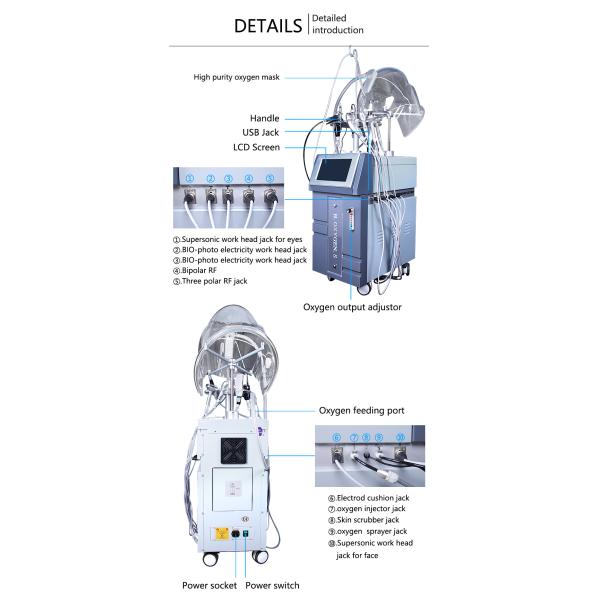 Multifuncional 10 en 1 cuidado facial piel Hidratante hidra oxígeno máscara jet peel piel cuidado facial máquina