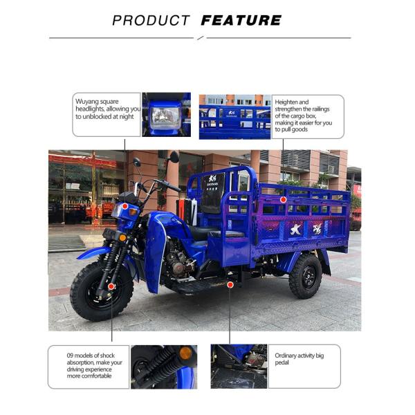 Мотоцикл с высокой мощностью 1000 Вт 3 колеса 150cc Мото грузовой трехколесный профессиональный газовый трехколесный