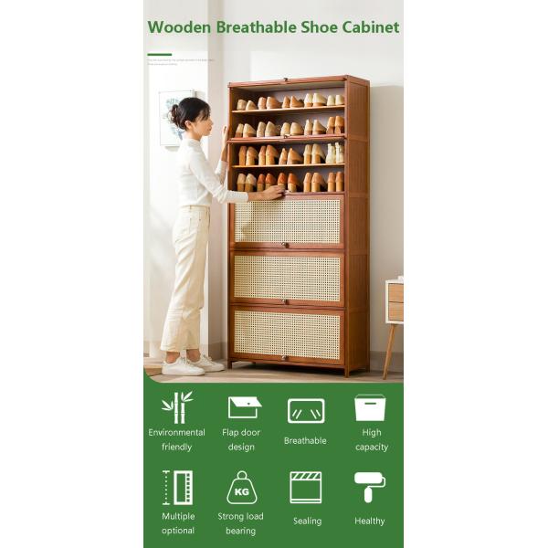 Modern Wooden Shoe Cupboard Rack Storage Organizer 5 Tier