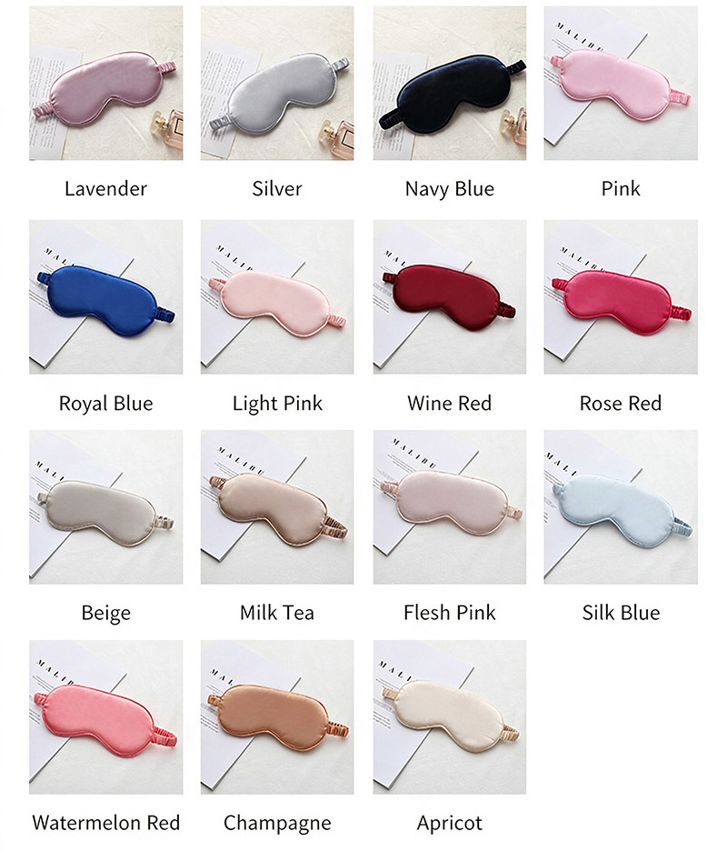 Sleeping Custom Solid Color Silk Satin Eye Mask Private Label Logo Adjustable 20g