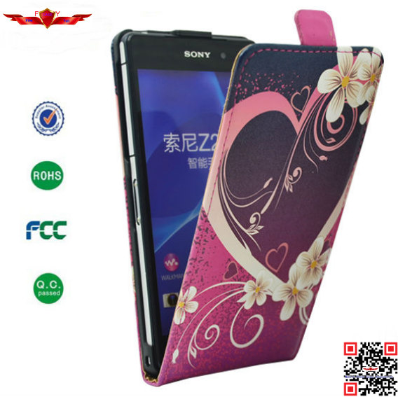 Hot Selling 100% Qualify PU Flip Leather Cover Cases For Sony Xperia Z2