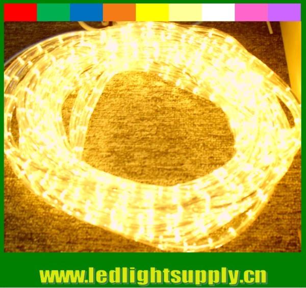 Iluminação exterior de Natal amarelo 1/2'' 2 fio LED luzes de corda