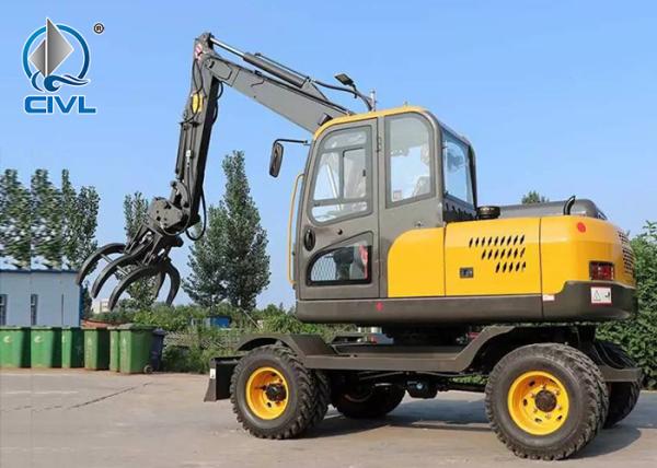 Small Wheel Excavator Engineering Rubber Wheel Excavators New 50/80 Hydraulic Wheel Excavator / Wood Grabber 36.8 48kw