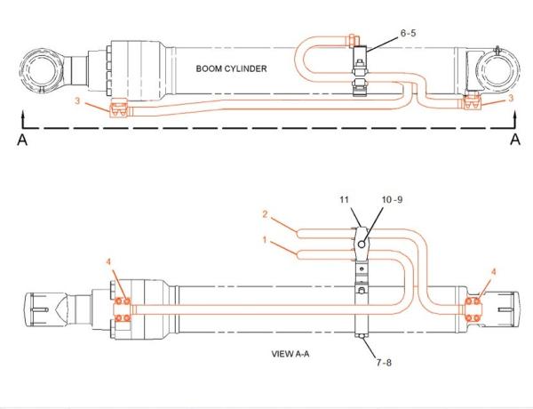 320D Cat Excavator Hydraulic Cylinder Pipe 222-0126 247-8869 For Boom Pipe