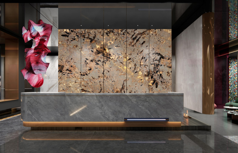 3D Printed Translucent Stone Feature Wall Panel Waterproof Art Cladding