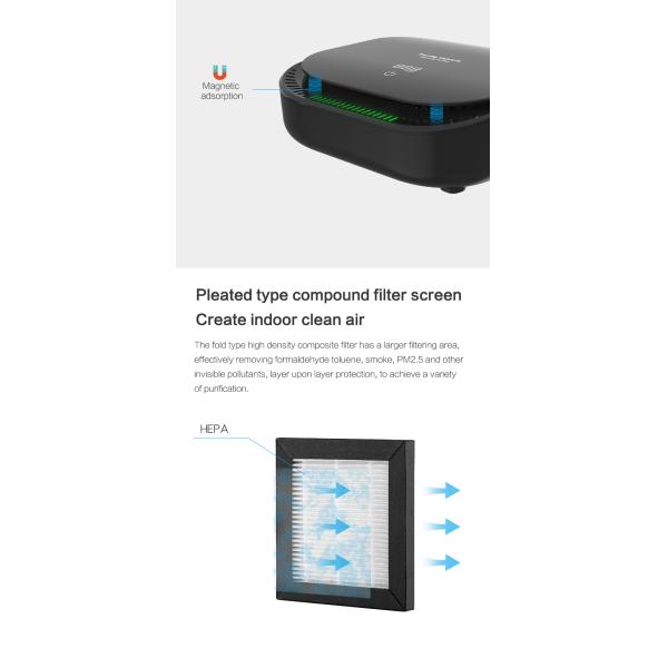 PM2.5 Дисплей Автомобильный очиститель воздуха Портативный рабочий стол Мини-комната В автомобилях Очищение загрязнителей воздуха USB-очиститель воздуха