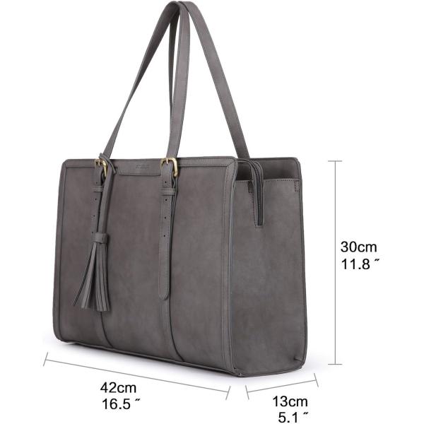 FOR WOMEN 15.6 INCH WORK TOTE BAGS PU LEATHER COMPUTER PURSE FOR BUSINESS OFFICE WITH 3 LAYER COMPARTMENTS