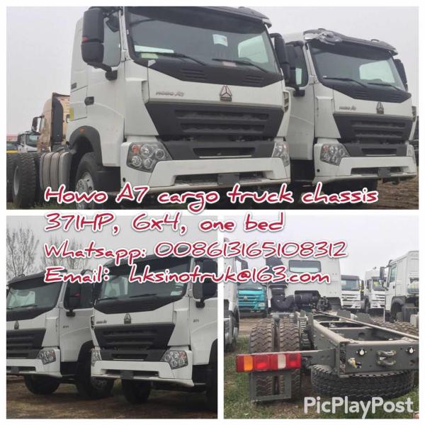 HOWO A7 6X4  Cargo truck chassis SINOTRUK brand   371HP white color