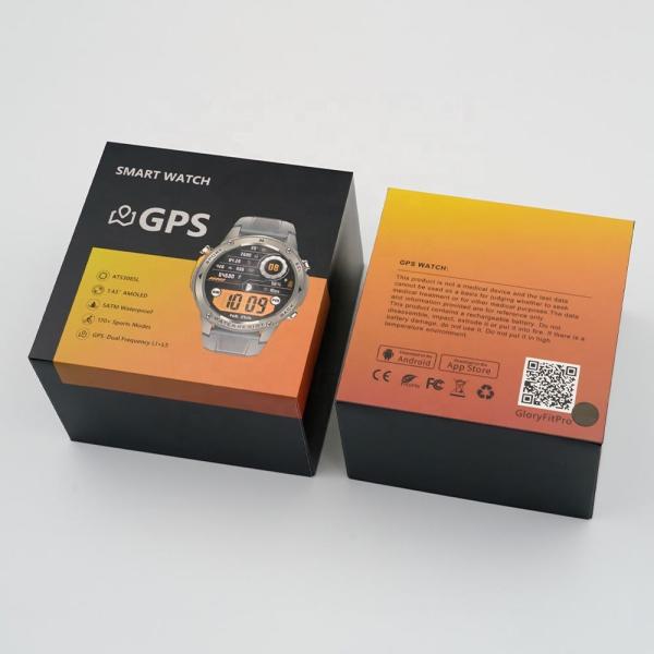 Montre connectée homme 500 mAh 1,43 pouces AMOLED 5ATM étanche Fréquence cardiaque Sport en extérieur Smartwatch