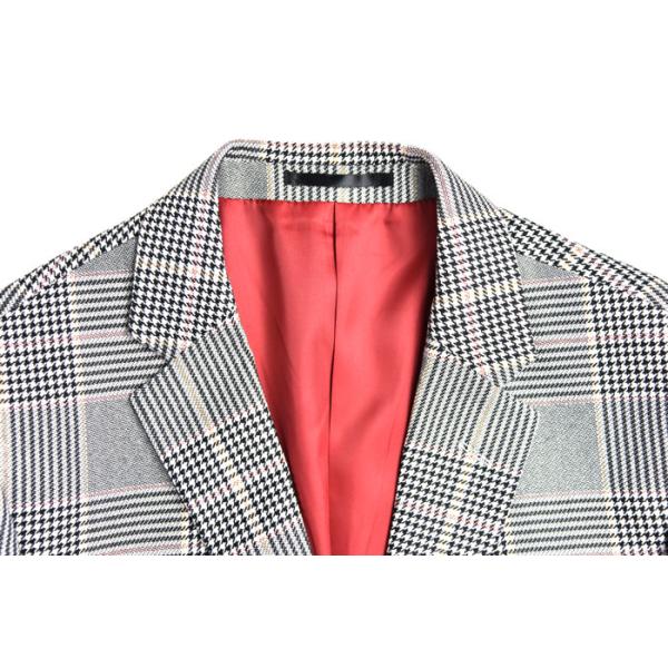 Fashion Mens Slim Fit Suit Blazer Plaid Light Grey Check OEM Service