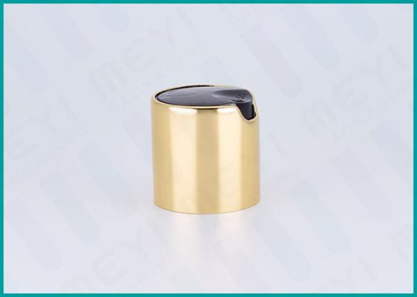 O tampão lustroso da parte superior do disco do ouro, os tampões de 28/410 de garrafa e os fechamentos para o corpo desnatam