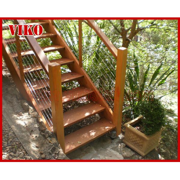 Steel Cable Stair VK76SC Aluminum Baluster Treed Beech Handrail 304 Stainless Steel Glass Carbon Steel Powder-coate