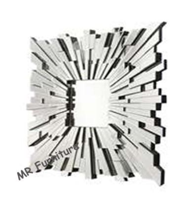 Square Glass Decorative Mirrors For Bathrooms , Sunburst Facet Wall Decor Mirrors