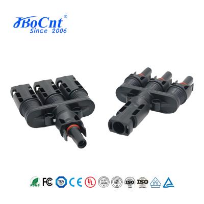One In Three Waterproof IP68 Solar Panel Cable Connectors , Solar Connectors Photovoltaic Connectors