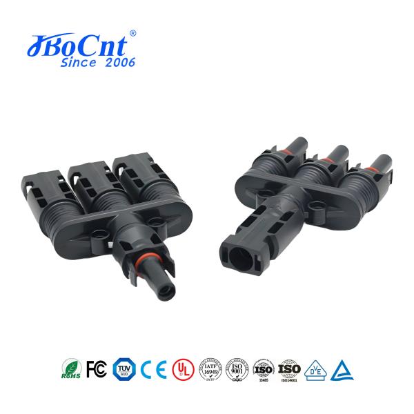 One In Three Waterproof IP68 Solar Panel Cable Connectors , Solar Connectors Photovoltaic Connectors