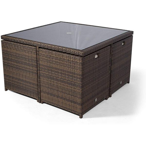 Modern Design Rattan Wicker Furniture Garden Table with Popular Double Garden Chair