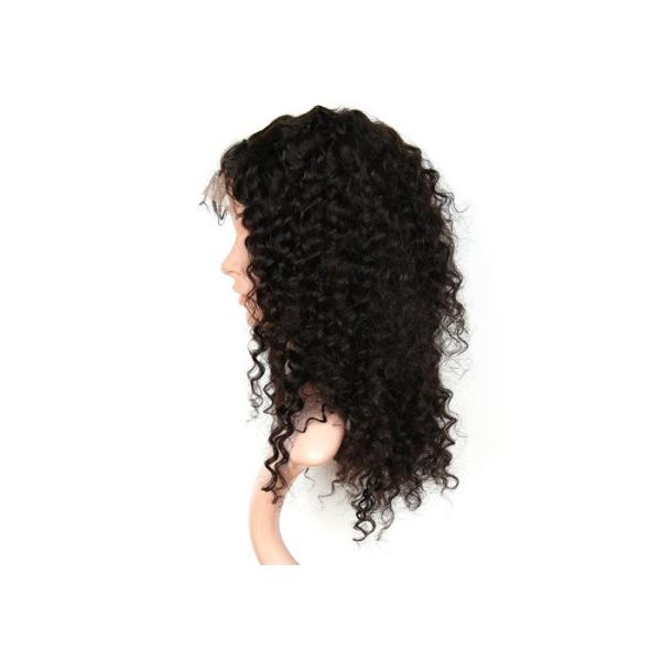 Black 8A Glueless Deep Curl Human Hair Front Lace Wigs With 130% Density