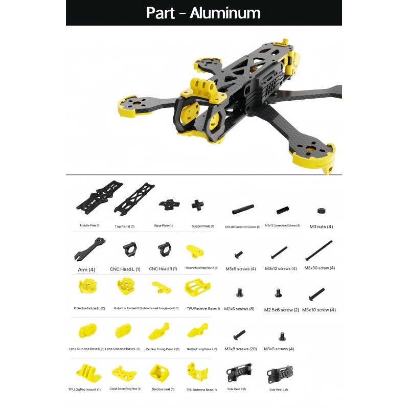 5-6-7-inch Custom Made FPV Carbon Drone Frame With Aluminum CAM Plates For PartsAccessories