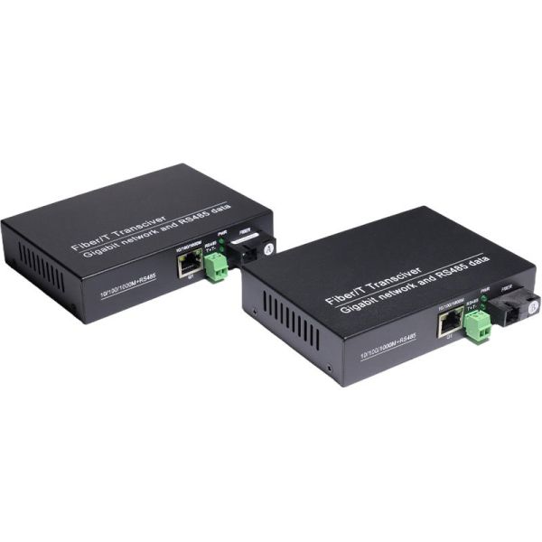 Fiber Optic Transceiver 1 Channel RS485 Fiber Optic Converter with Gigabit Ethernet Port Bi-Directional 