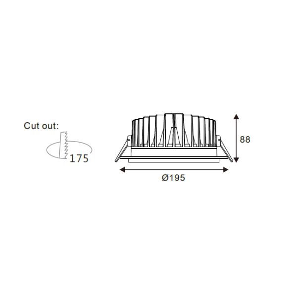 IP44 High Power COB Led Downlights Cut out 175mm With Tridonic Driver