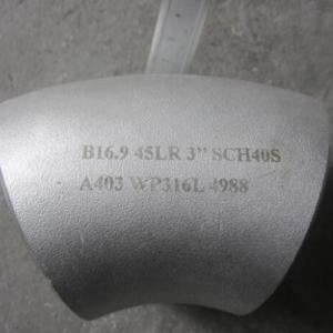 Wp316l 304l Stainless Steel 45 Degree Elbow For Pipeline Pcoc Certficate