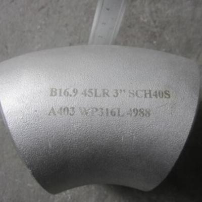 Wp316l 304l Stainless Steel 45 Degree Elbow For Pipeline Pcoc Certficate