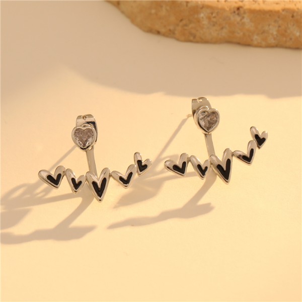 Brass 2025 New Love Earrings Heartbeat Frequency Wave Earrings Hypoallergenicity CZ Women ECG Earrings