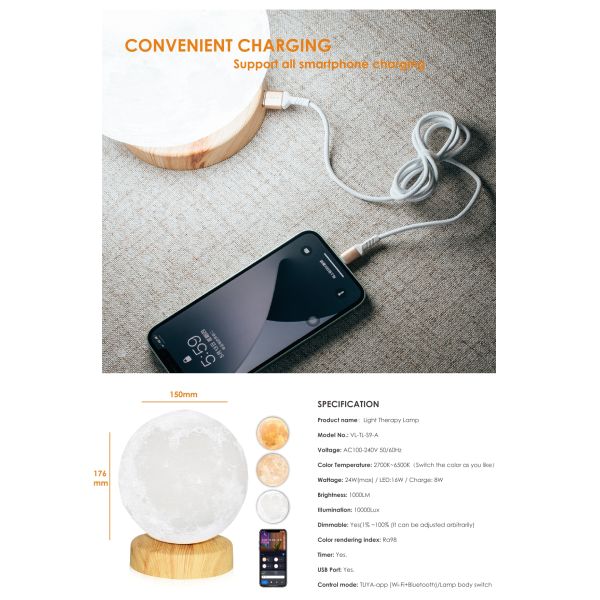 16W Smart Light Therapy Lamp Remote Control Circadian Optics Lamp White / Silver / Gold / Black