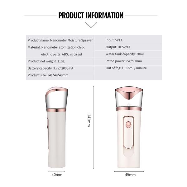 0.3 Um Atomization Nano Facial Mister 30 Ml Tank Capacity Nano Mister Sprayer