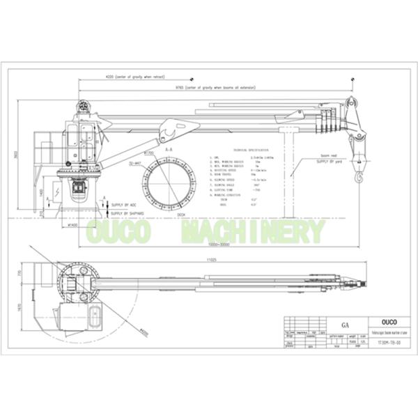 Space Saving Offshore Pedestal Crane 10T 10M Electric Hydraulic Telescopic Boom