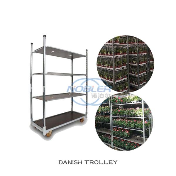 Danish Trolley Flower Hand Trolley Plastic Shelf Supermarket Exclusive Use Customized Trolleys