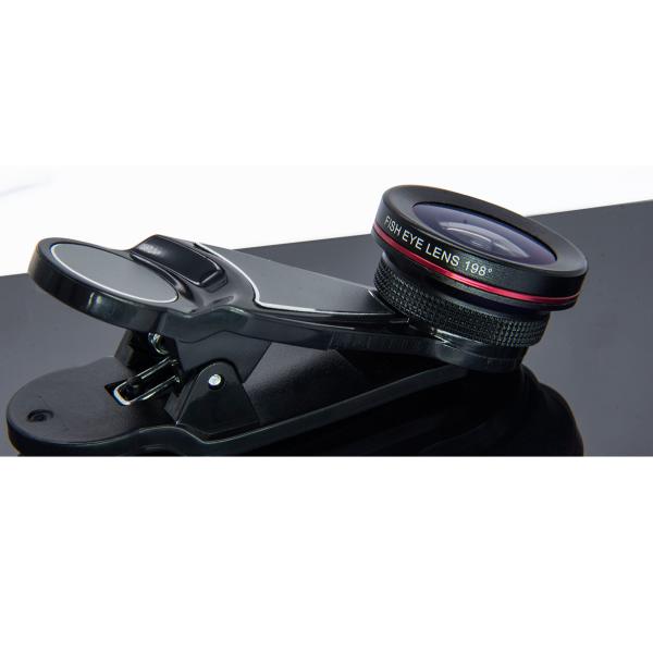 Mobile Phones Close Up Macro Lens , Macro Zoom Lens 198° Fisheye With Clip