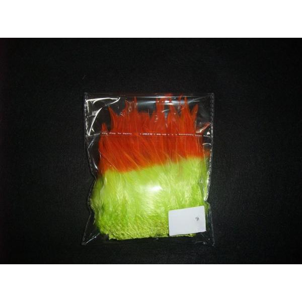Two Tones Colour Hackle Feather Trim With Satin Ribbon 4-6inch 1 Yard Length