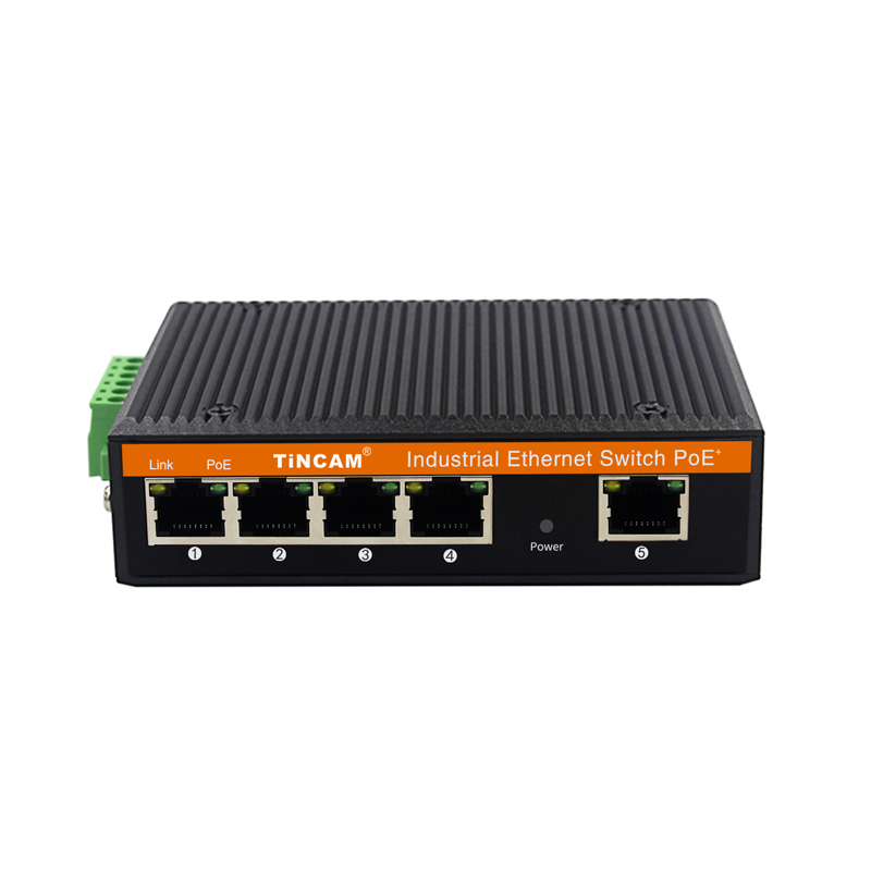5-Port Industrial Gigabit Ethernet & PoE Switch DIN-Rail, Dual Power DC 12–52V, -40°C to 85°C TBC-GF2505 / TBC-GFP2505