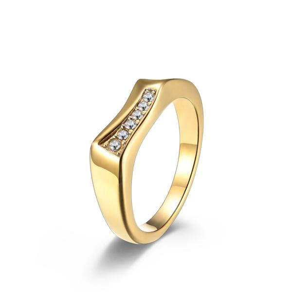 Gold Plated 316 Stainless Steel Ring Jewelry Men Stainless Steel Diamond Ring