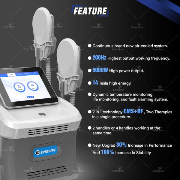 Air Cooled 5000W EMS Sculpting Machine with 300us Pulse 40% Fat Reduction 8 Languages Support