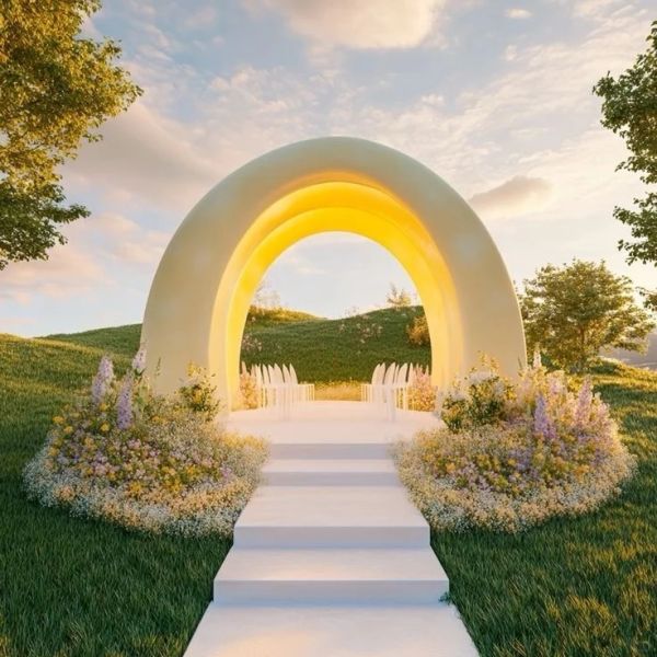 Floral Ceremony Arch Stainless Steel Wedding For Vineyard Resort Weddings