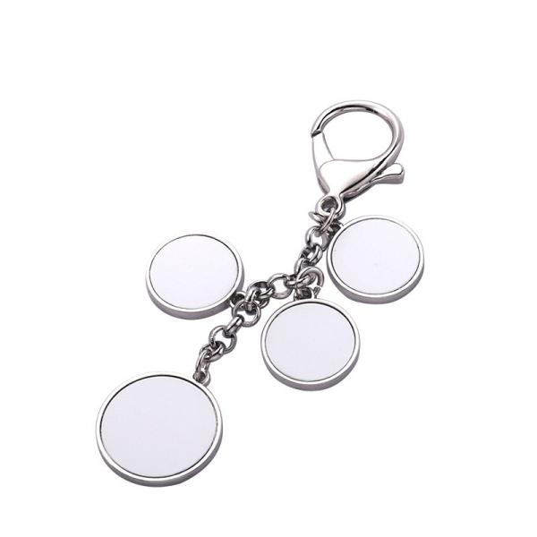 Zinc Alloy Sublimation Blank Metal Key Chain Custom Logo Sublimation Keychains With 4 Round Photo Charms
