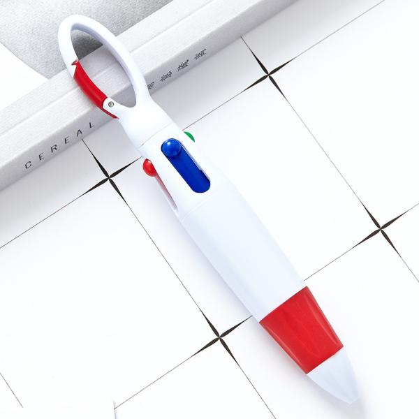 Four Color Ink Ball Pen Mountaineering Buckle Shape Plastic Ballpoint Pen