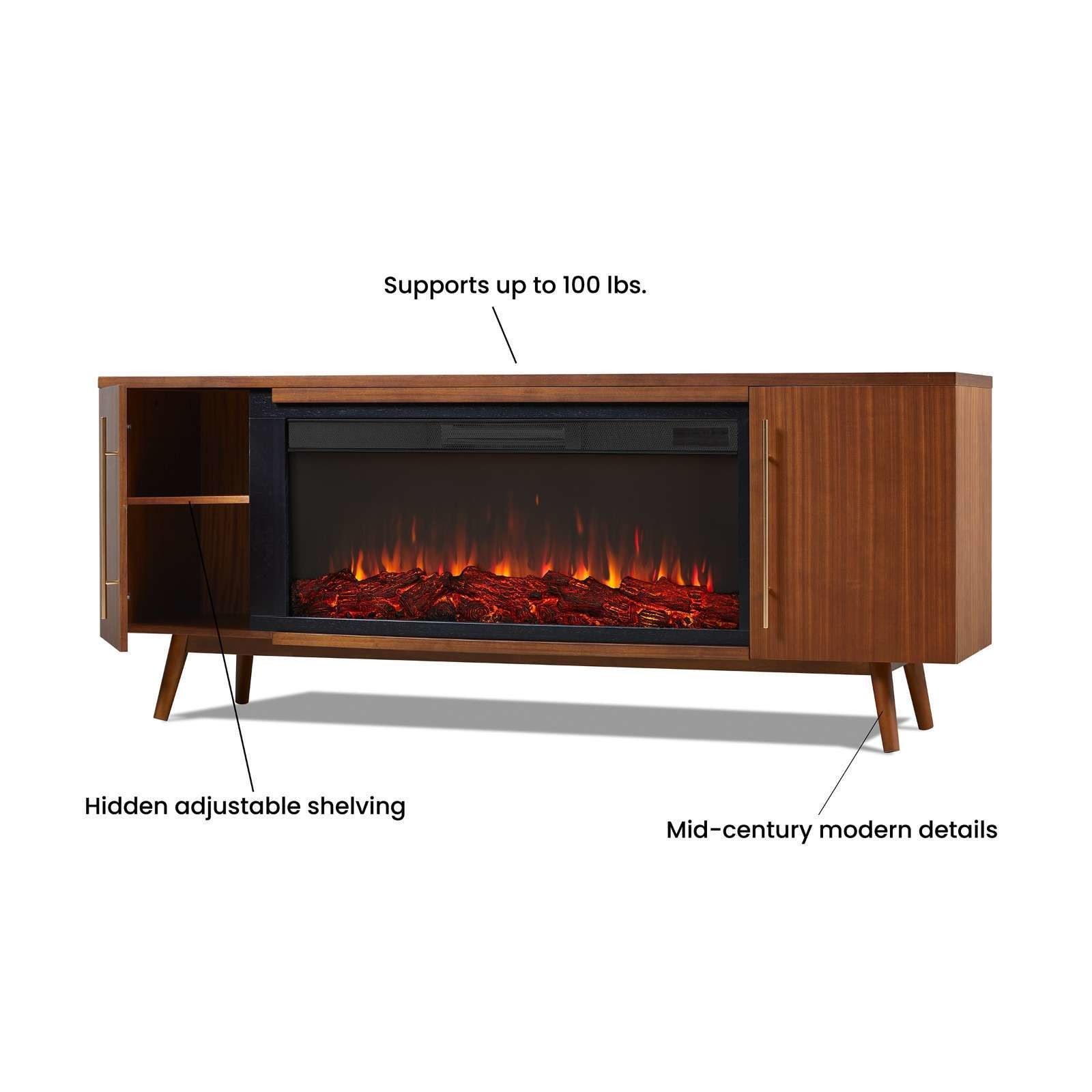 Electric Fireplace TV Stand with Adjustable Thermostat and NO App-Controlled by AJUNION