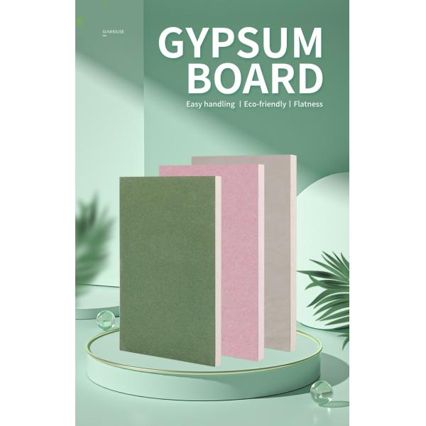 Placa de yeso impermeable de 12 mm 1220x2440 mm para paredes interiores