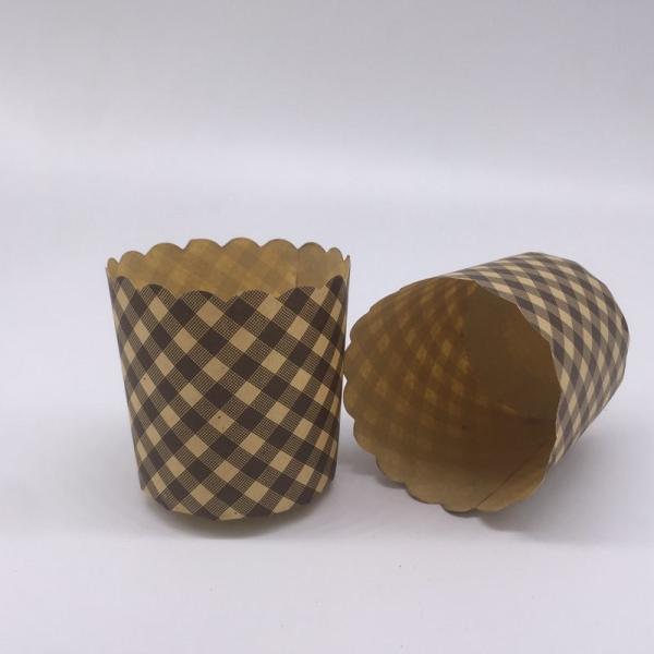Retro Style Cupcake Baking Cups Brown Cupcake Holders Round Shape With Rolled