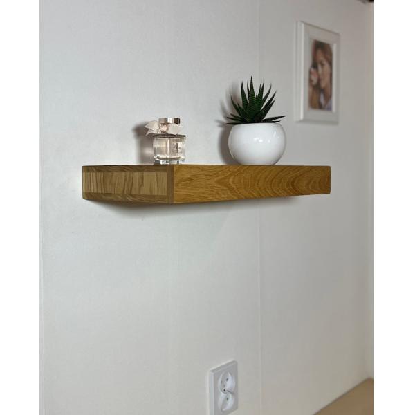 Floating Secret Compartment Shelf Description for Organizing Valuables in Rustic Oak