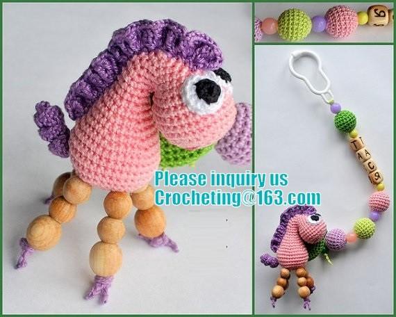 personalized pacifier clip,natural wooden beads dummy clip,pacifier holder,soother clip with amigurumi MaikVazovski