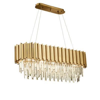 Gold Rectangle Drop Modern Pendant Light Warm White Durable Black Finished