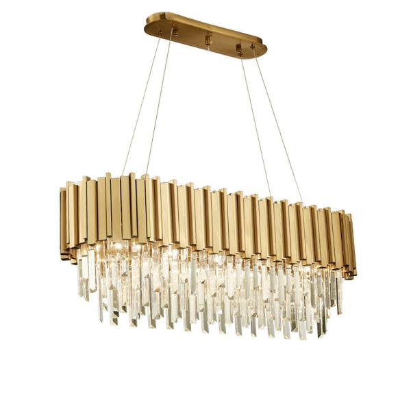 Gold Rectangle Drop Modern Pendant Light Warm White Durable Black Finished