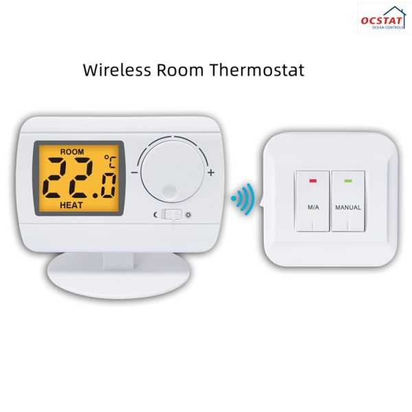 Switchable Voltage 24-230V RF Room Non-programamble Thermostat Wall-mounted White Customized Wireless Thermostat Ideal for Energy Heating Systems