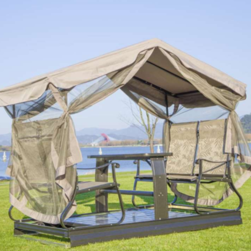 Chaise suspendue extérieure familiale avec couleur de coussin personnalisée et tente anti-moustiques