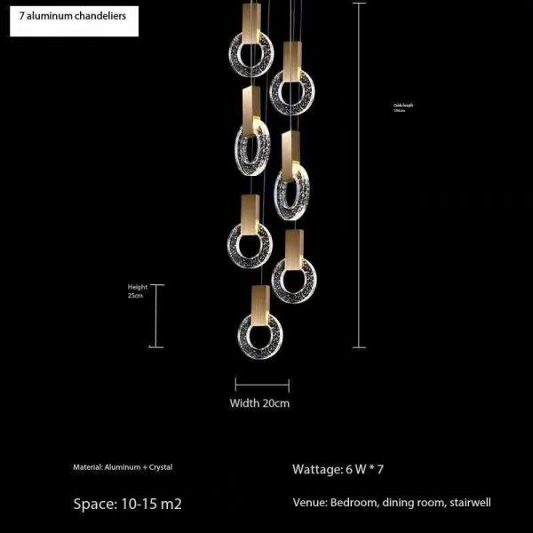 Modern Crystal Ring Chandelier Creative Villa Hotel Restaurant Gold Pendant Light Staircase Chandeliers