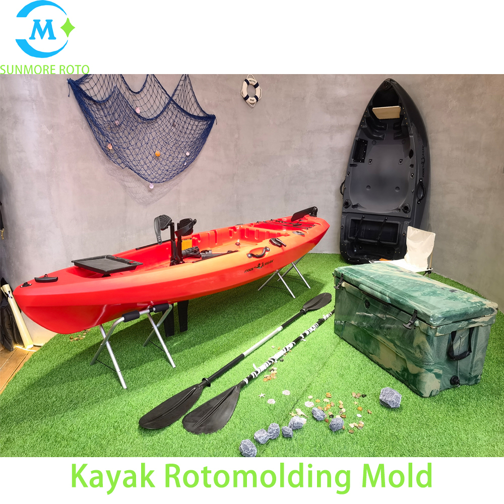 SUNMORE ROTO Custom Aluminum Rotomolding Mold For Plastic Kayak, CNC Machined Rotational Mould For Rotomolded Fishing Kayak Canoe